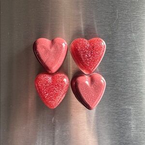 Glitter mauve Heart Shaped magnet-set of 4
